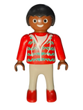 Playmobil 30 10 4130 Schoolchild, black hair, brown skin, red striped hoodie 70997, 9419