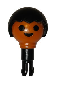 Playmobil boy face head dark orange skin black hair