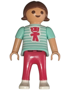 Playmobil 30 11 2940 Girl, brown hair, light blue dress, pink pants