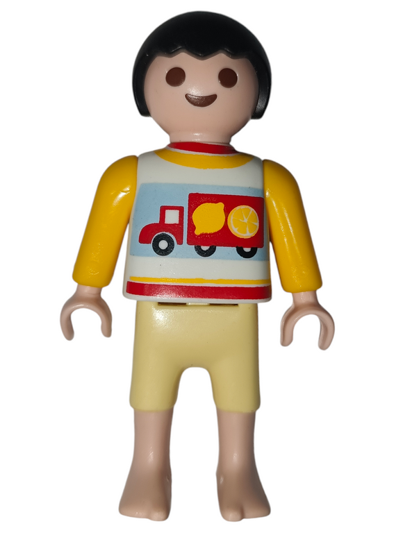 Playmobil 30 10 4490 Boy, black hair, short yellow pyjamas with truck print 70192