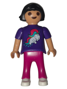 Playmobil Child girl, purple shirt with unicorn