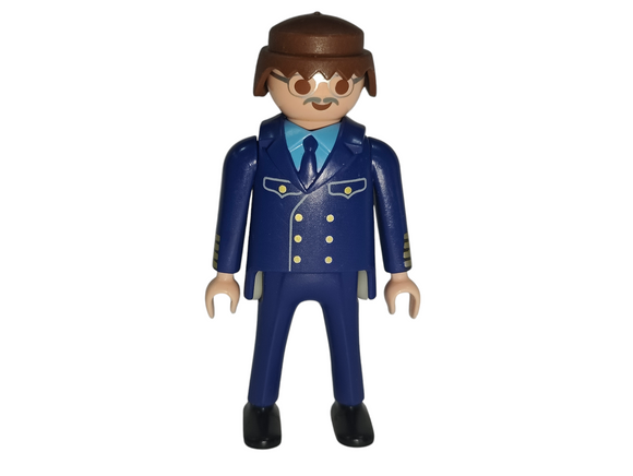 Playmobil 30 00 8380 Pilot, male, brown hair, glasses, blue uniform 3100, 3107, 5811