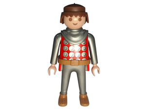 Playmobil 30 00 6890 Castle Knight, red studded mail, Grey draped neckcloth and arms 3123 , 3887 , 7673