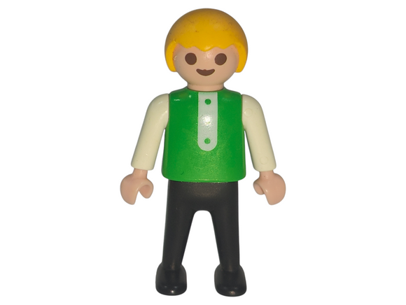 Playmobil 3714 Boy, blond, green shirt with white buttons and white sleeves