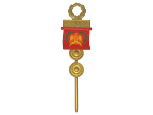 Playmobil 30 26 5700 Gold Roman Standard for banner; three rondels, SPQR plate, laurels with 30 63 1912 Red small square banner