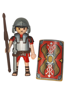 Playmobil 30 00 2752 Roman soldier, red and brown armour including 30 20 4560 roman Sword, 30 26 5820 spear and 30 64 4184 Shield