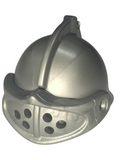 Playmobil 30 26 6320 Grey Helmet, bell-shaped, ridge over top and clips for visor and 30 26 6330 Visor for bell-shaped helmet, holes in front