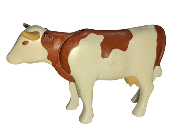 Playmobil 30 66 9280 adult cow white with brown patches and tan horns