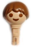 Playmobil girl face head brown hair ponytail at back