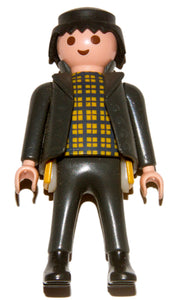 Playmobil Criminal thief black jacket yellow plaid shirt