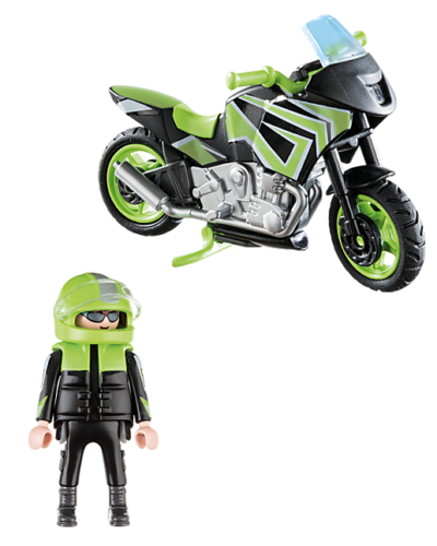 Playmobil 70204 Motorcycle with Rider Racer Sports Bike Green